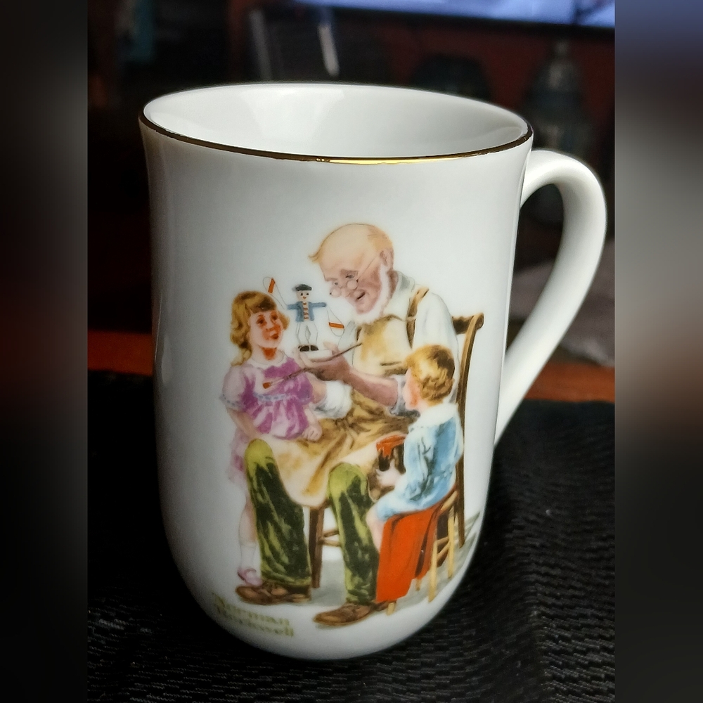Vintage Norman Rockwell The Toy Maker Porcelain Mug